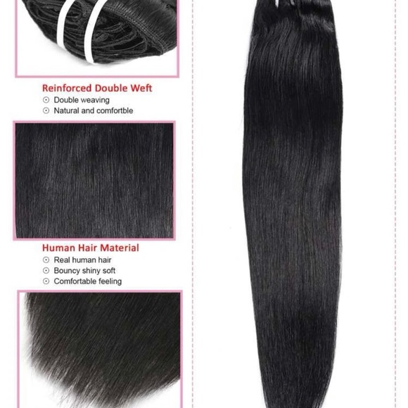 8pcs Clip In Straight Human Hair Extension 20 inches - Picture 3 of 4